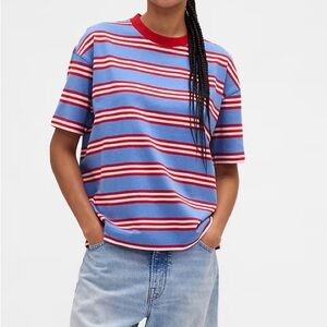 NWT Gap Heavyweight Oversized T-Shirt Blue Stripe